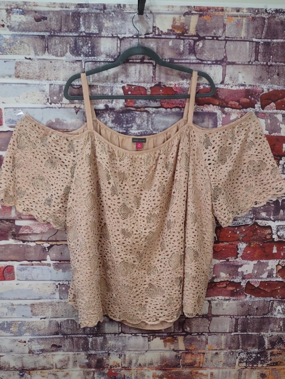 Vince Camuto Crochet Cold-Shoulder Top in Blush
